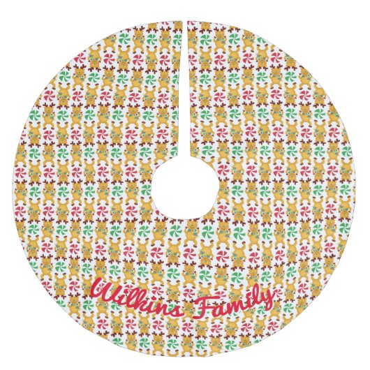 Feestelijke Rendier Red Green Peppermint Snoep Kerstboom Rok (Voorkant)