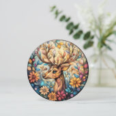 Feestelijke rendier  ronde feestdagenkaart (Staand voorkant)