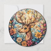 Feestelijke rendier  ronde feestdagenkaart (Voorkant)