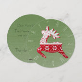 Feestelijke Rendier Rood/Wit/Groen Kerstbrei Feestdagenkaart (Voorkant / Achterkant)