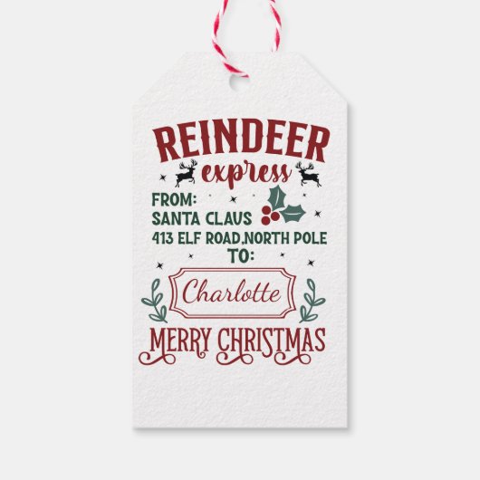 Feestelijke rendier uitdrukkelijke groet van de Ke Cadeaulabel (Achterkant)