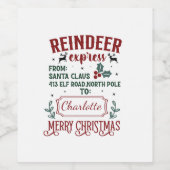 Feestelijke rendier uitdrukkelijke groet van de Ke Wijn Etiket (Enkel label)