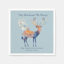 Feestelijke rendieren eten Drink zijn vrolijk kers Servet