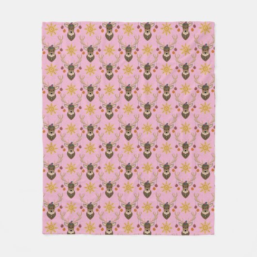 Feestelijke rendieren fleece deken (Voorkant)