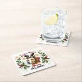 Feestelijke rendieren Golden Retriever Hond Kerstm Kartonnen Onderzetters (Insitu)