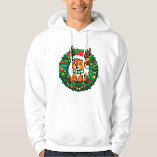 Feestelijke rendieren in krans hoodie