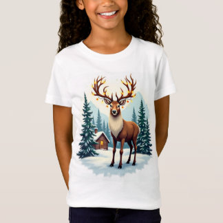 Feestelijke rendieren in Snowy Cabin Bossen T-shirt