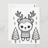 Feestelijke rendieren kinder kleurstof briefkaart (Voorkant / Achterkant)