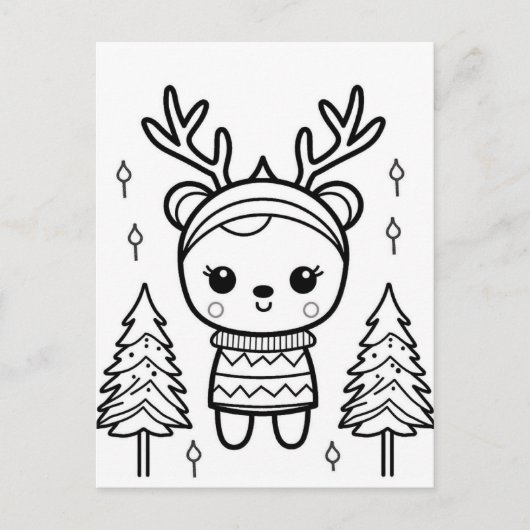 Feestelijke rendieren kinder kleurstof briefkaart (Voorkant)