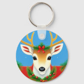 Feestelijke rendieren met kerstkrans sleutelhanger (Achterkant)