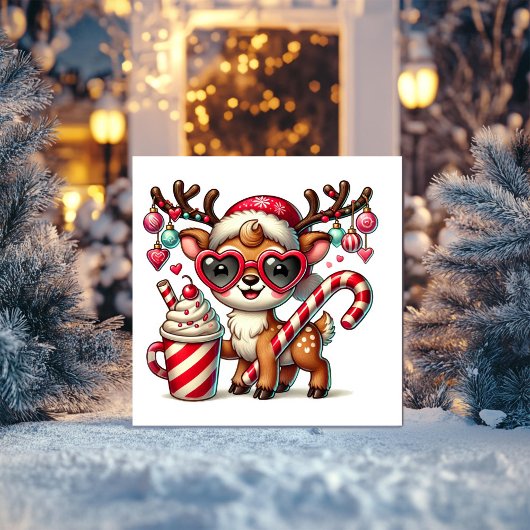 Feestelijke rendieren met zuurstok feestdagenkaart