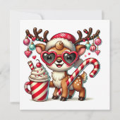 Feestelijke rendieren met zuurstok feestdagenkaart (Voorkant)