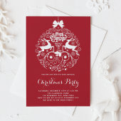 Feestelijke Rendieren Ornament Red Christmas Party Kaart