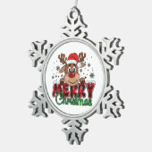 Feestelijke rendieren, Prettig kerstfeest Tin Sneeuwvlok Ornament (Rechts)