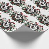 Feestelijke rendieren Siberische Husky Hond Kerstm Cadeaupapier (Hoek)