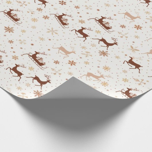 Feestelijke rendieren/slee Kerstmis Cadeaupapier (Hoek)