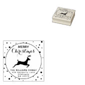 Feestelijke rendieren sneeuw vakantie retour adres rubberstempel (Gestempeld)