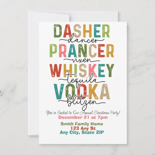 Feestelijke Rendieren & Spirits Kerstfeest Kaart (Voorkant)