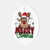 Feestelijke rendieren, vrolijk kerstfeest metalen ornament (Voorkant links)