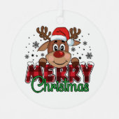 Feestelijke rendieren, vrolijk kerstfeest metalen ornament (Voorkant)