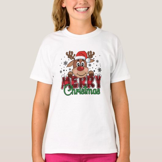 Feestelijke rendieren, vrolijk kerstfeest t-shirt (Voorkant)