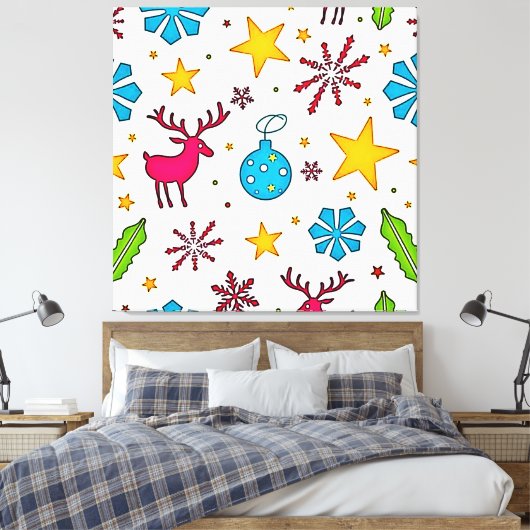 Feestelijke rendiermagiepatroonontwerp canvas afdruk (Insitu (Slaapkamer))