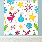Feestelijke rendiermagiepatroonontwerp canvas afdruk (Insitu (Houten vloer))