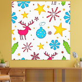 Feestelijke rendiermagiepatroonontwerp canvas afdruk (Insitu (Woonkamer))