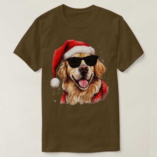 Feestelijke Retriever Dog Waterverf Golden Retriev T-shirt (Design voorkant)