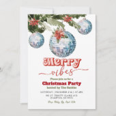 Feestelijke Retro Christmas Discoball Party Kaart (Voorkant)