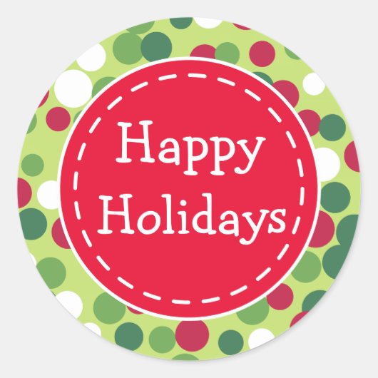 Feestelijke Retro Christmas Dot Happy Holiday Stic Ronde Sticker (Voorkant)
