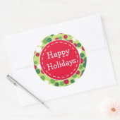 Feestelijke Retro Christmas Dot Happy Holiday Stic Ronde Sticker (Envelop)