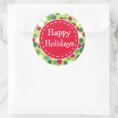 Feestelijke Retro Christmas Dot Happy Holiday Stic Ronde Sticker (Tas)