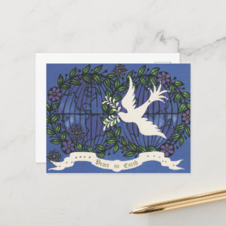 feestelijke retro  duif kerst briefkaart