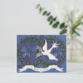 feestelijke retro  duif kerst briefkaart (Staand voorkant)