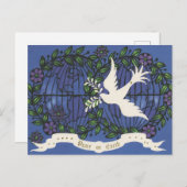 feestelijke retro  duif kerst briefkaart (Voorkant / Achterkant)