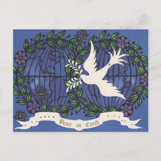 feestelijke retro  duif kerst briefkaart (Voorkant)