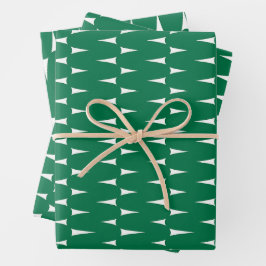 Feestelijke Retro Felgroene Golvende Lijnen Kerstm Inpakpapier Vel