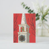 Feestelijke retro Kerk Kerst Briefkaart (Staand voorkant)