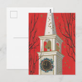 Feestelijke retro  Kerk Kerst Briefkaart (Voorkant / Achterkant)