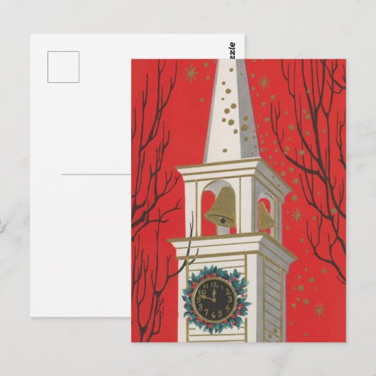 Feestelijke retro Kerk Kerst Briefkaart (Voorkant / Achterkant)