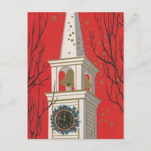 Feestelijke retro  Kerk Kerst Briefkaart (Voorkant)