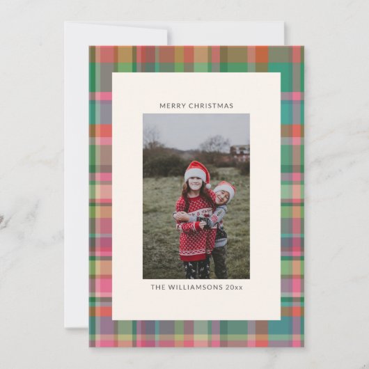 Feestelijke retro kerst geruite Schattigee preppy Feestdagenkaart (Voorkant)