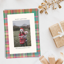 Feestelijke retro kerst geruite Schattigee preppy  Feestdagenkaart