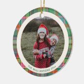 Feestelijke retro kerst geruite Schattigee preppy  Keramisch Ornament (Links)