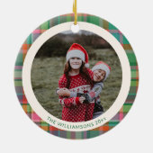 Feestelijke retro kerst geruite Schattigee preppy  Keramisch Ornament (Achterkant)