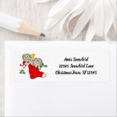 Feestelijke Retro Kerst Kittens in Red Stocking Etiket (Insitu)