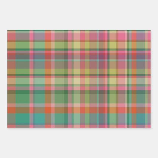 Feestelijke Retro Kerst Plaid Schattigee Preppy Va Inpakpapier Vel (Voorkant)