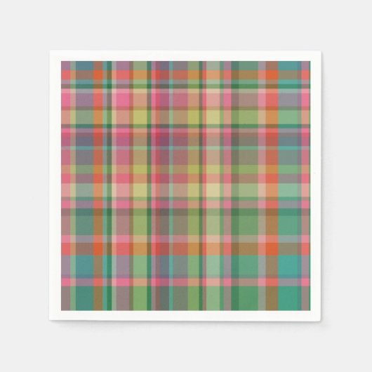 Feestelijke Retro Kerst Plaid Schattigee Preppy Va Servet (Voorkant)