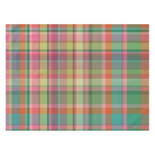 Feestelijke Retro Kerst Plaid Schattigee Preppy Va Tafelkleed (Voorkant (Horizontaal))